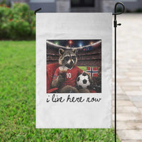Norway Soccer Football Fan Norge Norwegian Flag Garden Flag Funny Raccoon I Live Here Now