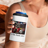 Norway Soccer Football Fan Norge Norwegian Flag 4 in 1 Can Cooler Tumbler Funny Raccoon I Live Here Now