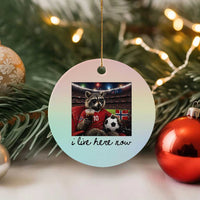 Norway Soccer Football Fan Norge Norwegian Flag Ceramic Ornament Funny Raccoon I Live Here Now