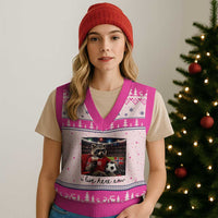 Norway Soccer Football Fan Norge Norwegian Flag V-Neck Knit Sweater Vest Funny Raccoon I Live Here Now