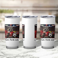 Norway Soccer Football Fan Norge Norwegian Flag Tumbler Cup Funny Raccoon I Live Here Now