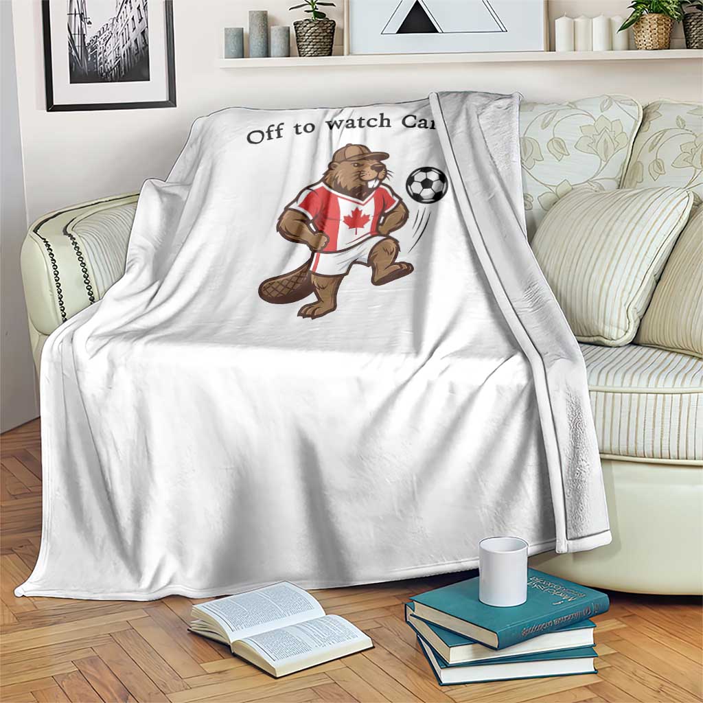 Off to Watch Canada Throw Blanket Patriotic Canadian Beaver Football Fan Gift