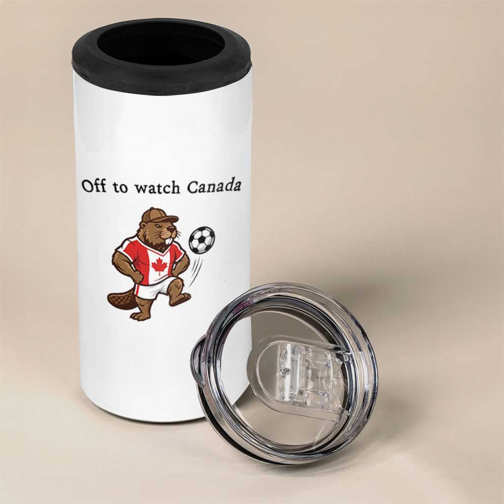 Off to Watch Canada 4 in 1 Can Cooler Tumbler Patriotic Canadian Beaver Football Fan Gift