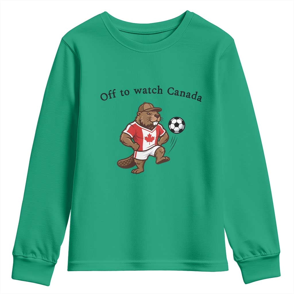 Off to Watch Canada Youth Sweatshirt Patriotic Canadian Beaver Football Fan Gift