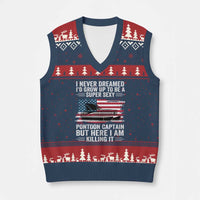 Funny Pontoon Captain V-Neck Knit Sweater Vest I Never Dreamed I Would Grow Up To Be Super Sexy - Wonder Print Shop