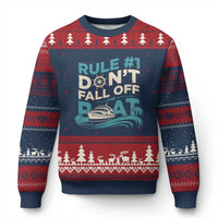 Funny Cruise Ship Ugly Christmas Sweater Rule Number One Do Not Fall Off The Boat - Wonder Print Shop