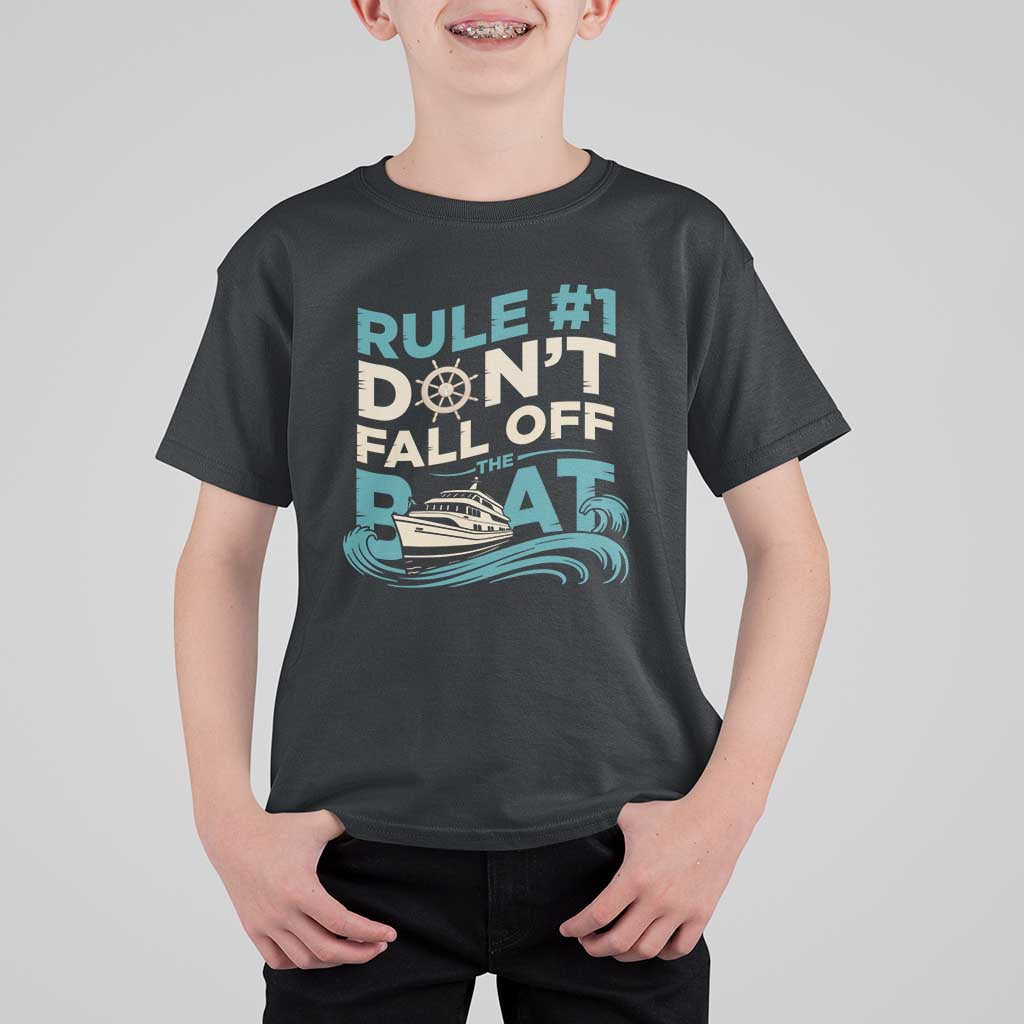 Funny Cruise Ship T Shirt For Kid Rule Number One Do Not Fall Off The Boat - Wonder Print Shop