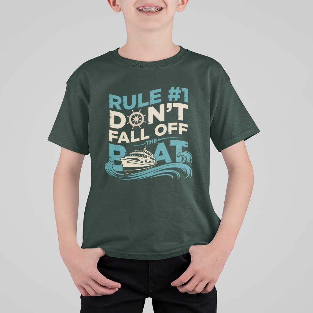 Funny Cruise Ship T Shirt For Kid Rule Number One Do Not Fall Off The Boat - Wonder Print Shop