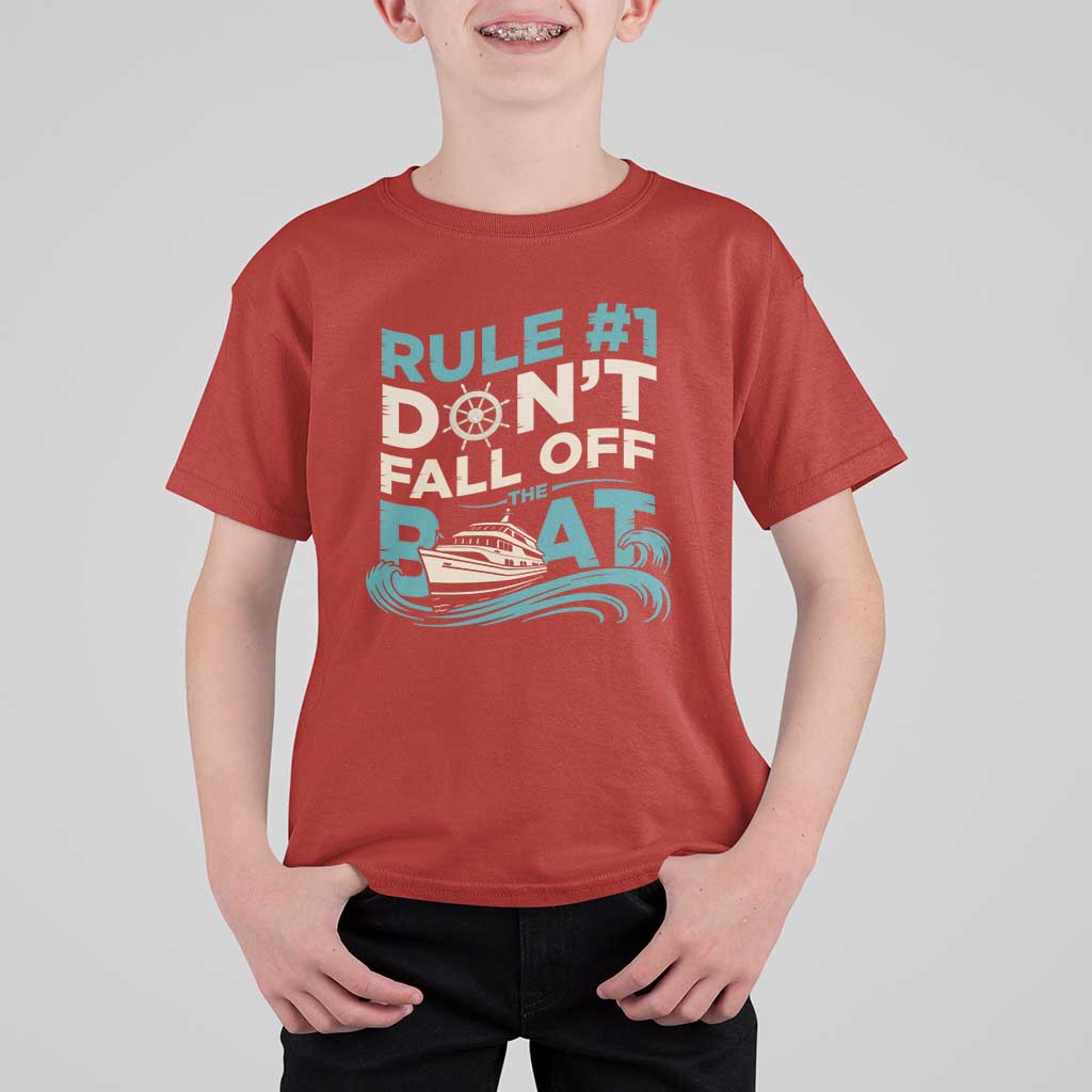 Funny Cruise Ship T Shirt For Kid Rule Number One Do Not Fall Off The Boat - Wonder Print Shop