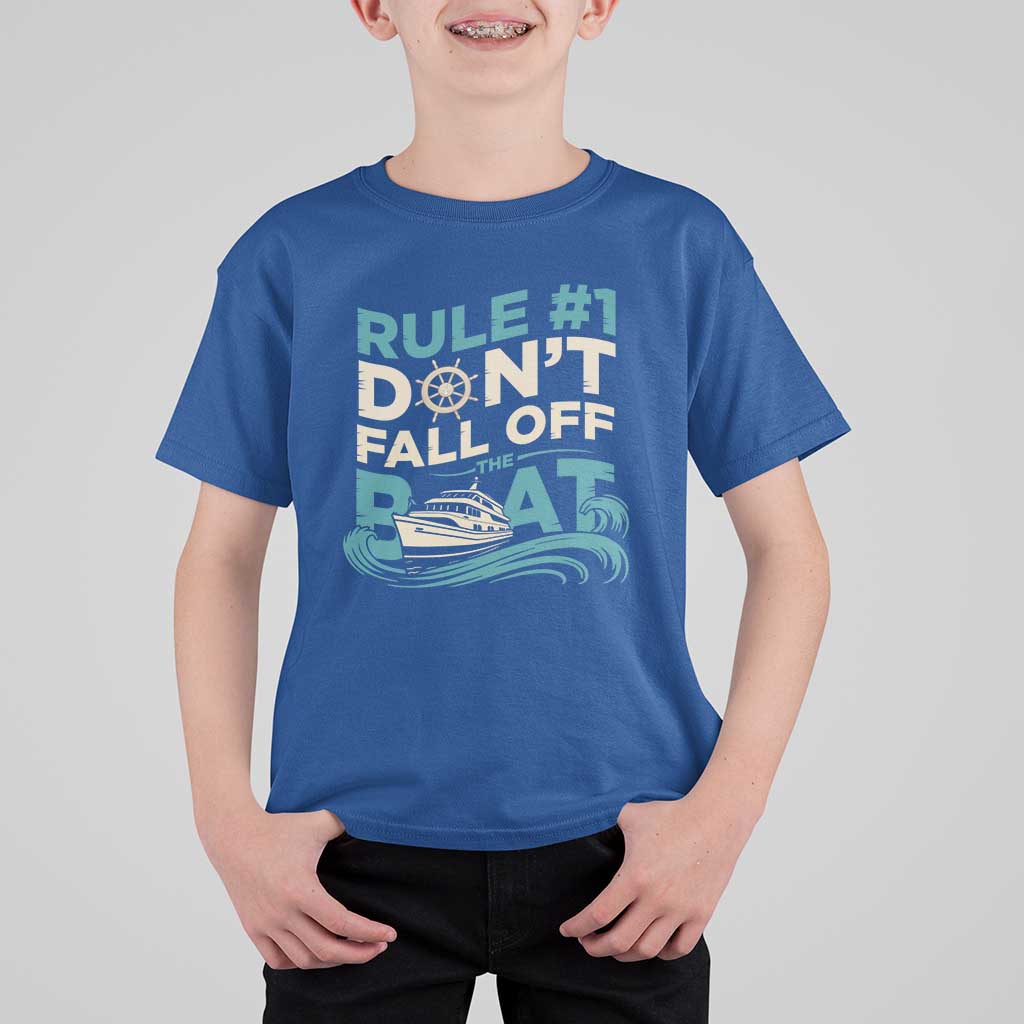 Funny Cruise Ship T Shirt For Kid Rule Number One Do Not Fall Off The Boat - Wonder Print Shop