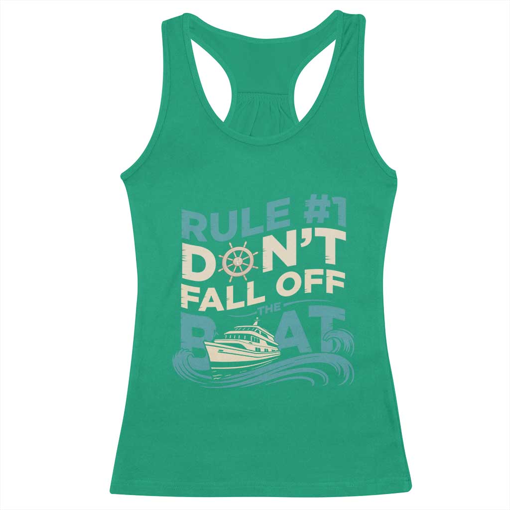 Funny Cruise Ship Racerback Tank Top Rule Number One Do Not Fall Off The Boat - Wonder Print Shop