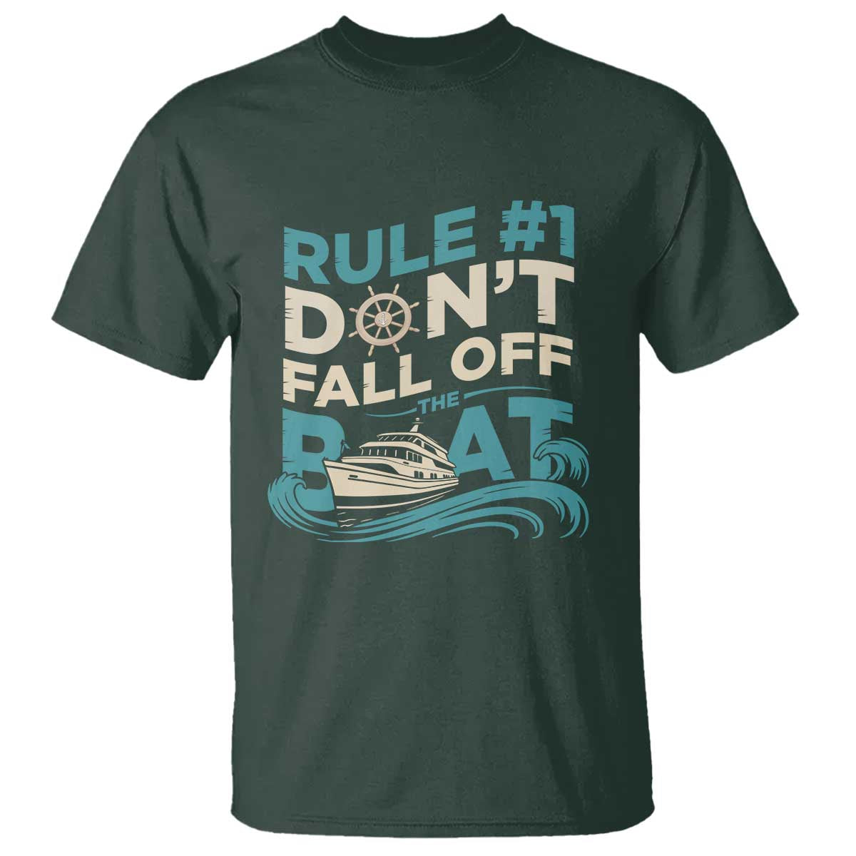 Funny Cruise Ship T Shirt Rule Number One Do Not Fall Off The Boat - Wonder Print Shop