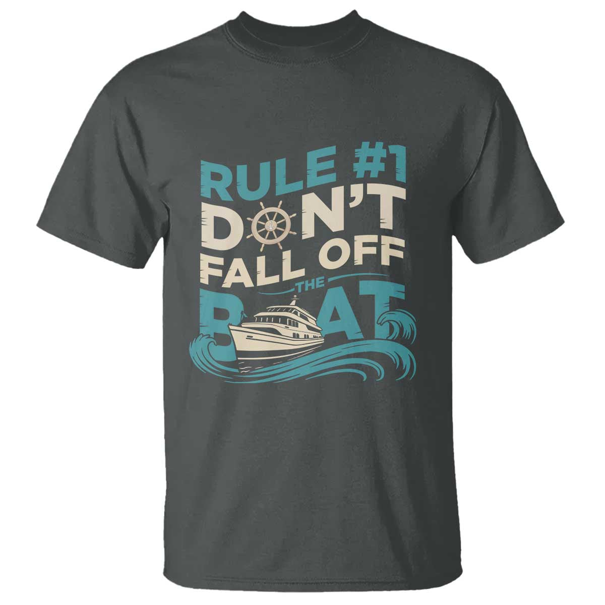 Funny Cruise Ship T Shirt Rule Number One Do Not Fall Off The Boat - Wonder Print Shop