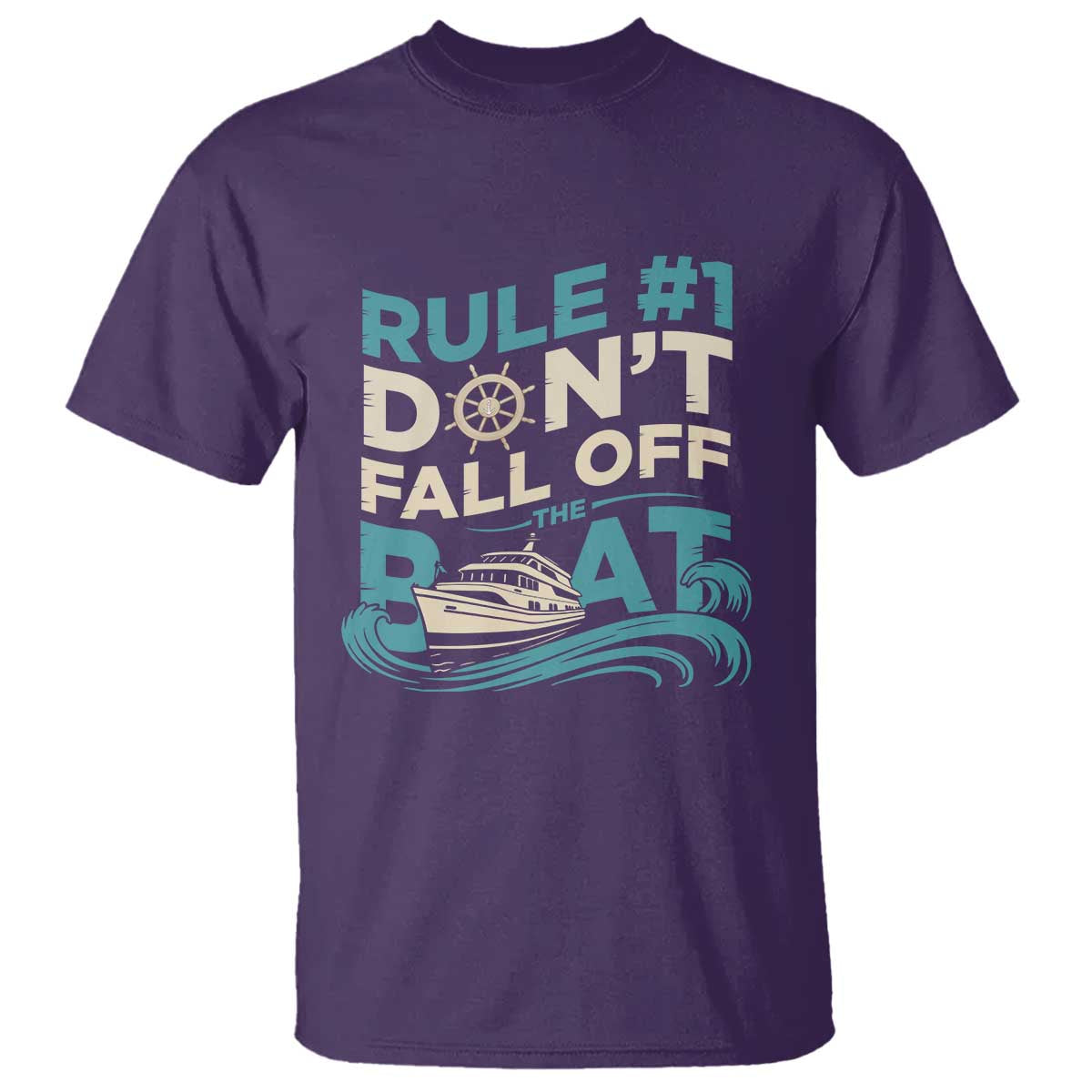 Funny Cruise Ship T Shirt Rule Number One Do Not Fall Off The Boat - Wonder Print Shop