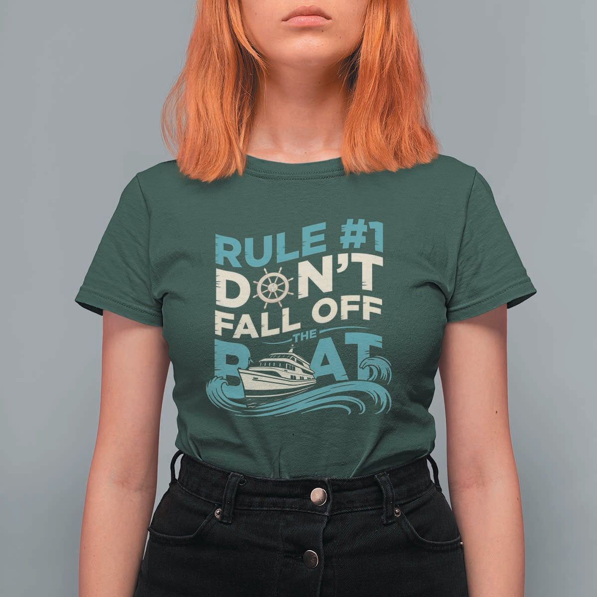 Funny Cruise Ship T Shirt For Women Rule Number One Do Not Fall Off The Boat - Wonder Print Shop