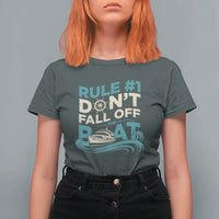 Funny Cruise Ship T Shirt For Women Rule Number One Do Not Fall Off The Boat - Wonder Print Shop