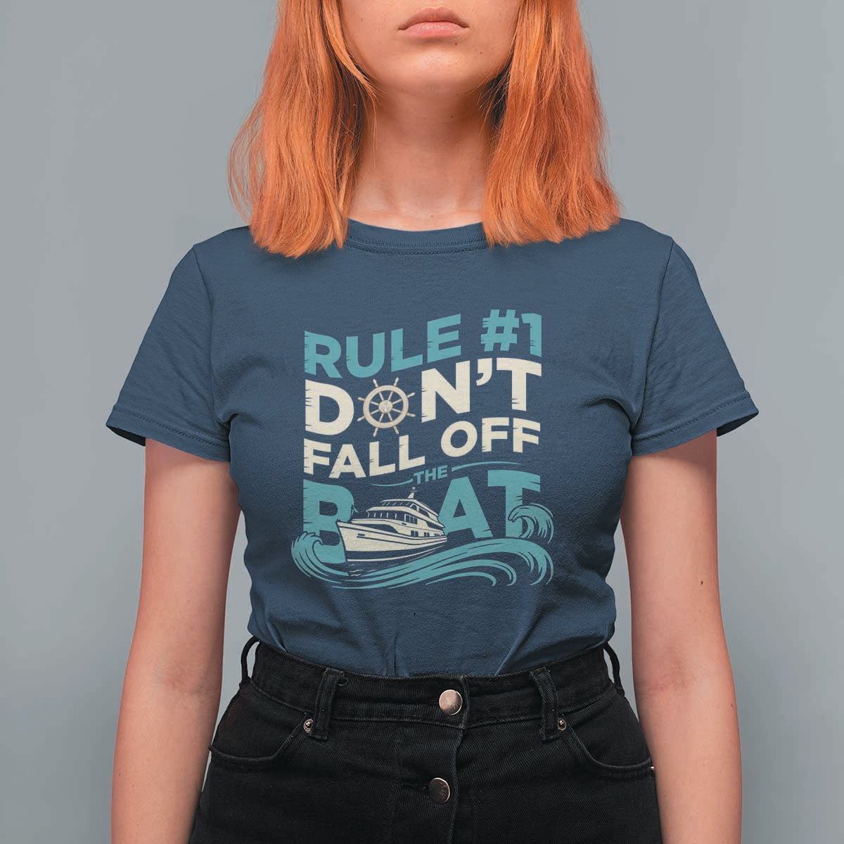 Funny Cruise Ship T Shirt For Women Rule Number One Do Not Fall Off The Boat - Wonder Print Shop