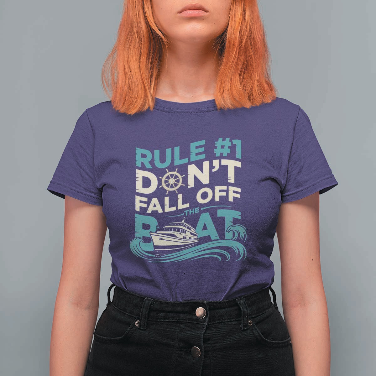 Funny Cruise Ship T Shirt For Women Rule Number One Do Not Fall Off The Boat - Wonder Print Shop