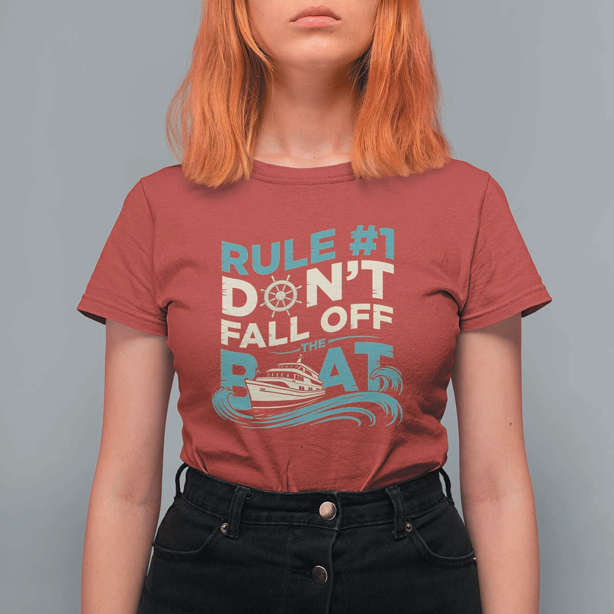 Funny Cruise Ship T Shirt For Women Rule Number One Do Not Fall Off The Boat - Wonder Print Shop