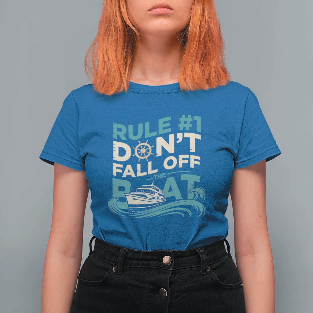 Funny Cruise Ship T Shirt For Women Rule Number One Do Not Fall Off The Boat - Wonder Print Shop