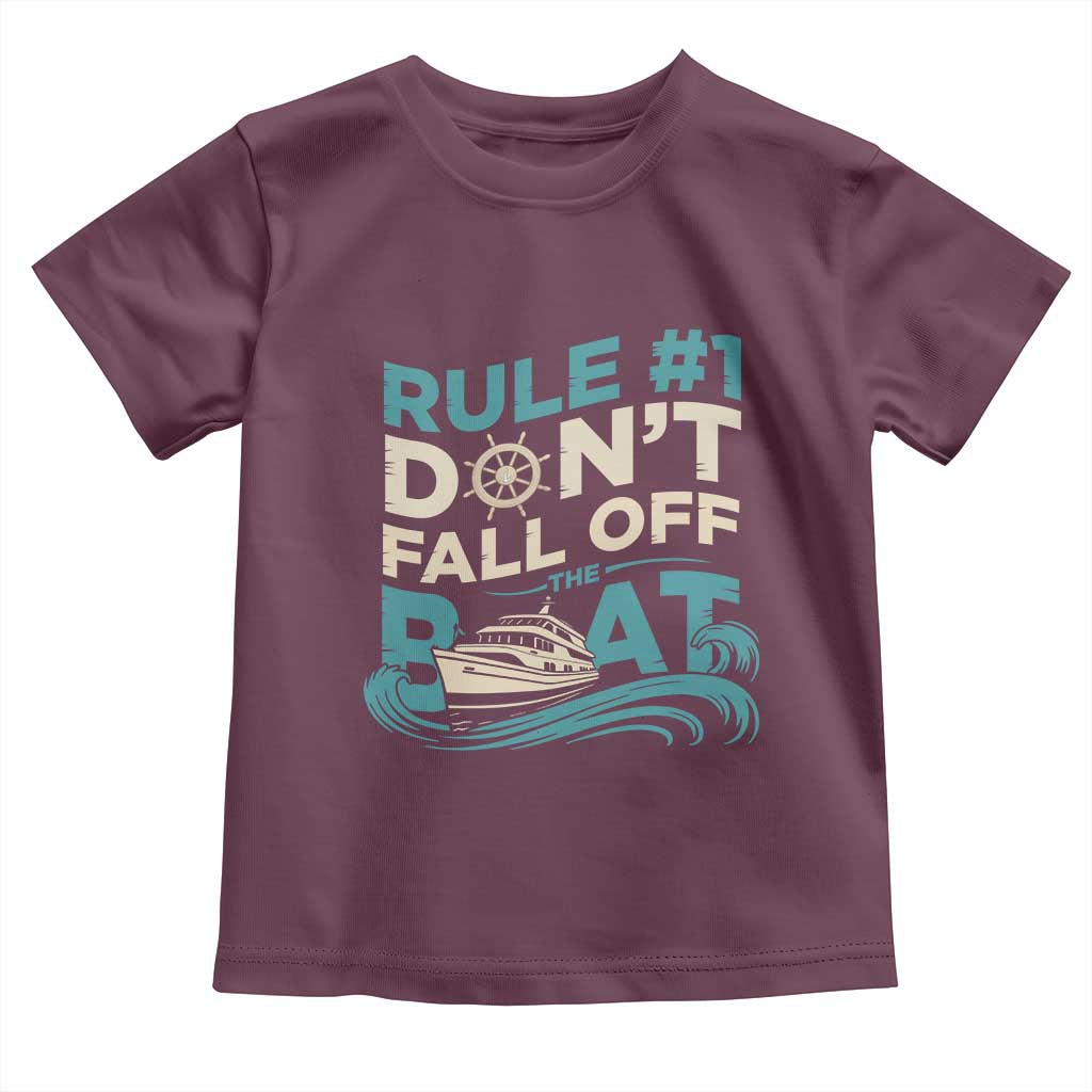 Funny Cruise Ship Toddler T Shirt Rule Number One Do Not Fall Off The Boat - Wonder Print Shop
