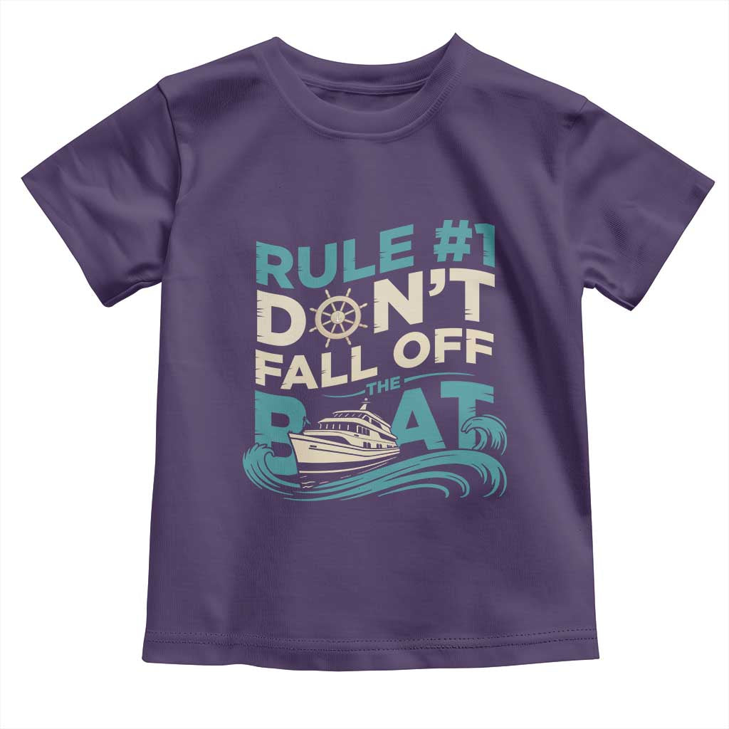 Funny Cruise Ship Toddler T Shirt Rule Number One Do Not Fall Off The Boat - Wonder Print Shop