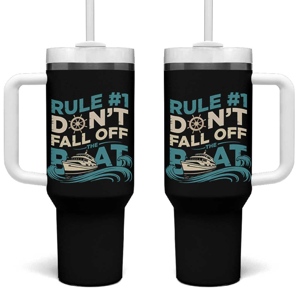 Funny Cruise Ship Tumbler With Handle Rule Number One Do Not Fall Off The Boat - Wonder Print Shop