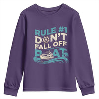 Funny Cruise Ship Youth Sweatshirt Rule Number One Do Not Fall Off The Boat - Wonder Print Shop