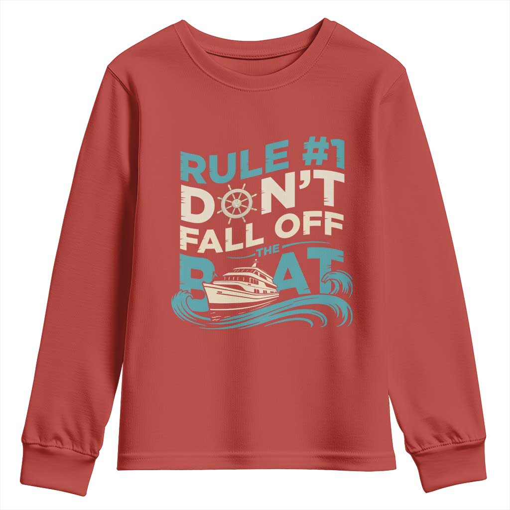 Funny Cruise Ship Youth Sweatshirt Rule Number One Do Not Fall Off The Boat - Wonder Print Shop