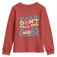Funny Cruise Ship Youth Sweatshirt Rule Number One Do Not Fall Off The Boat - Wonder Print Shop