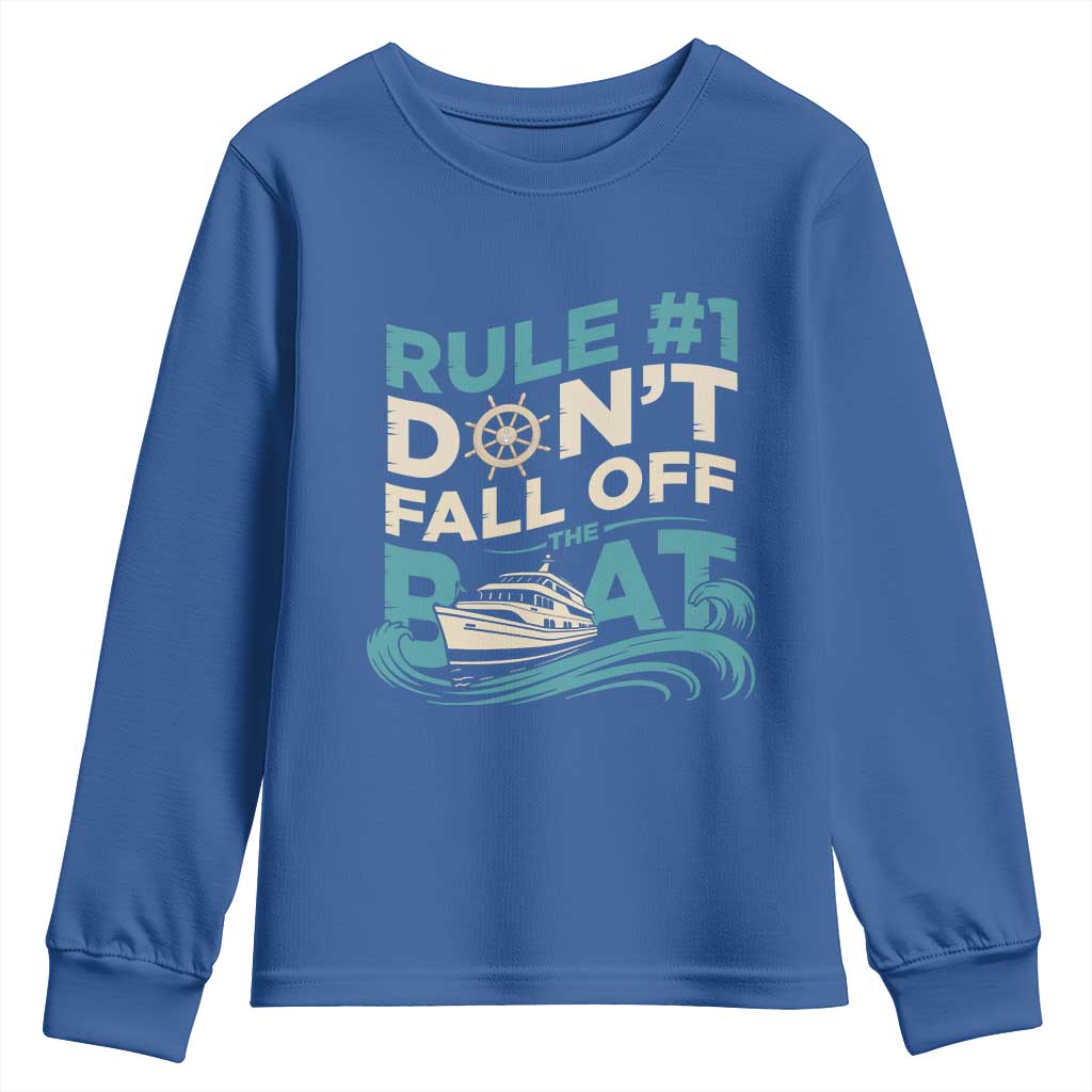 Funny Cruise Ship Youth Sweatshirt Rule Number One Do Not Fall Off The Boat - Wonder Print Shop