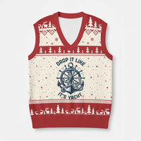 Funny Sailing Cruising V-Neck Knit Sweater Vest Drop It Like Its Yacht - Wonder Print Shop