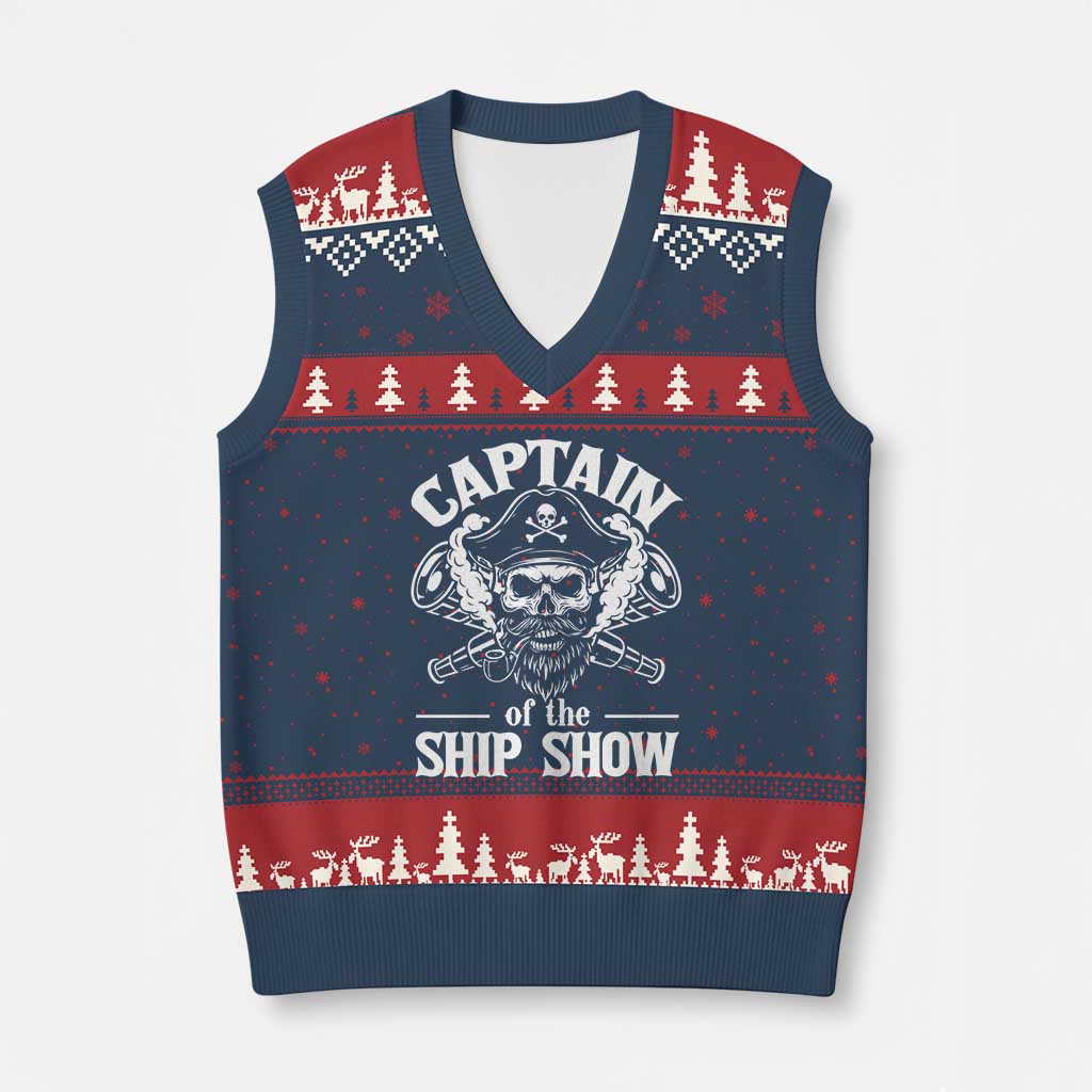Funny Boat Captain Pun V-Neck Knit Sweater Vest Captain Of The Ship Show - Wonder Print Shop