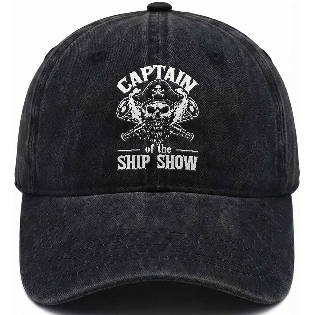 Funny Boat Captain Pun Washed Cotton Baseball Cap Captain Of The Ship Show