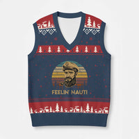 Funny Sailing Boating V-Neck Knit Sweater Vest Feelin Nauti - Wonder Print Shop