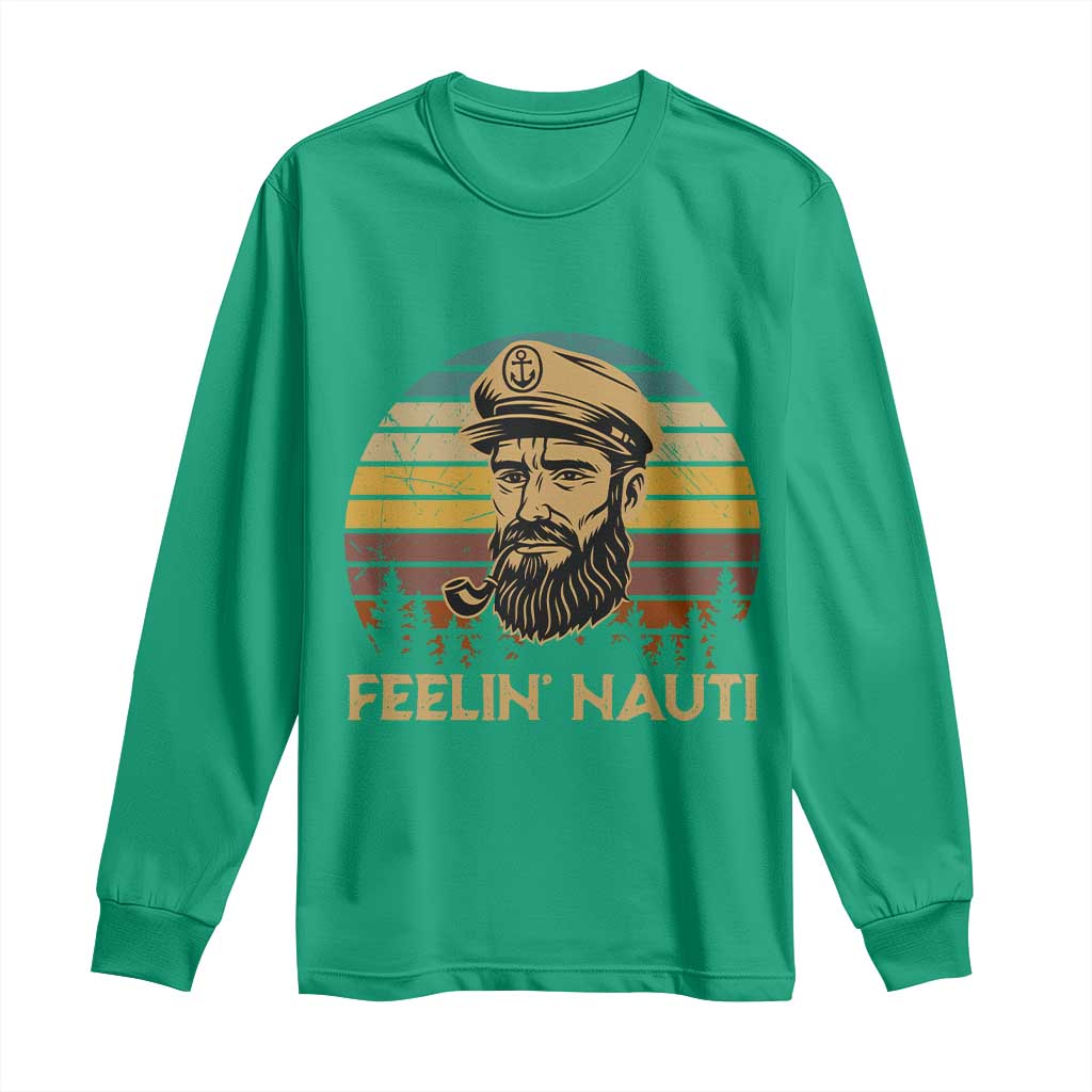 Funny Sailing Boating Long Sleeve Shirt Feelin Nauti - Wonder Print Shop