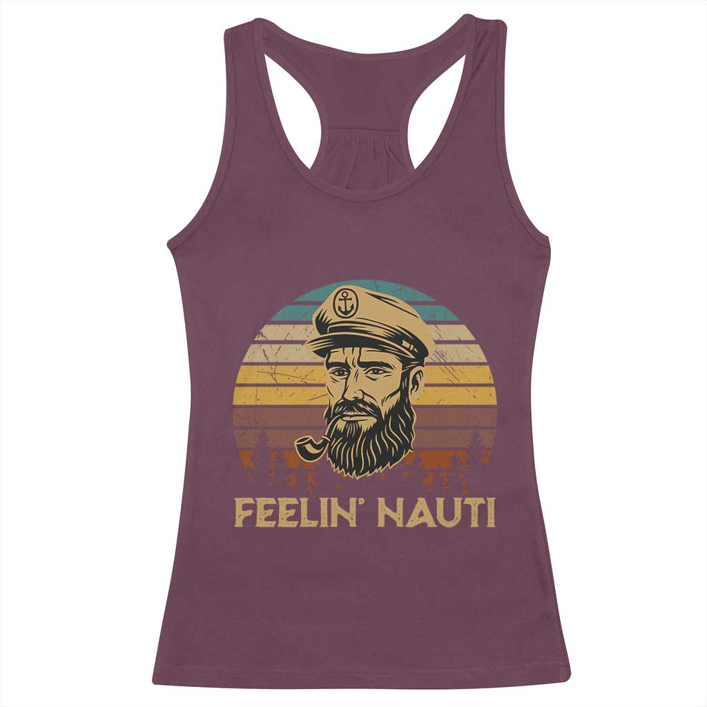 Funny Sailing Boating Racerback Tank Top Feelin Nauti - Wonder Print Shop