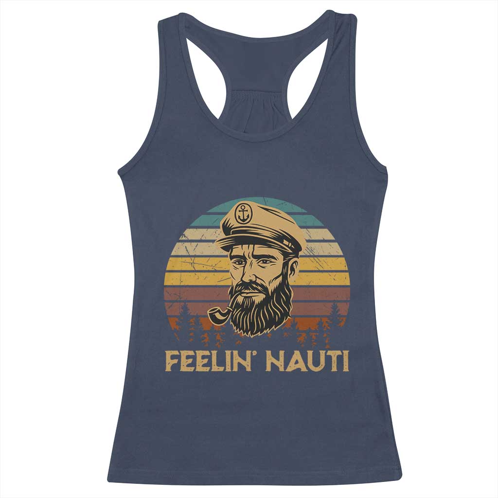 Funny Sailing Boating Racerback Tank Top Feelin Nauti - Wonder Print Shop