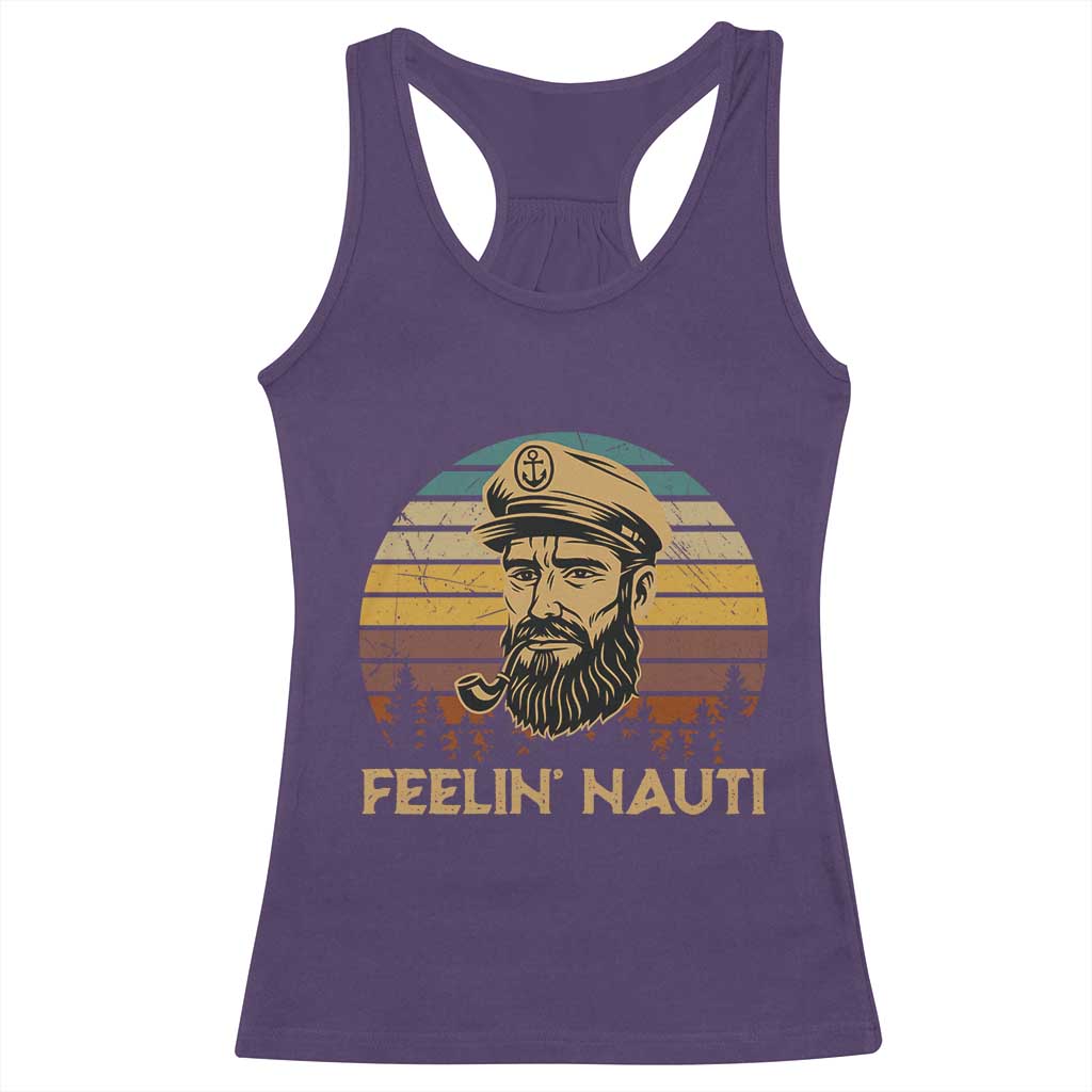 Funny Sailing Boating Racerback Tank Top Feelin Nauti - Wonder Print Shop