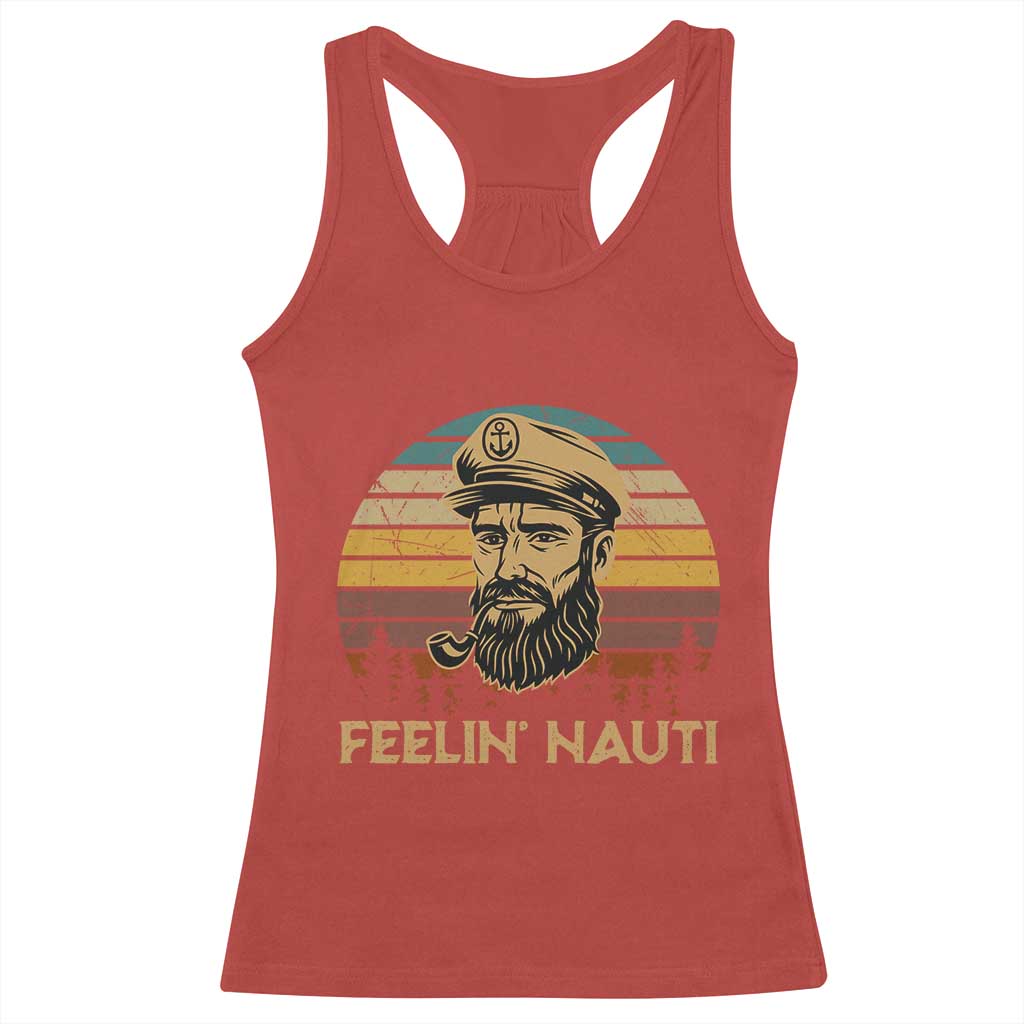 Funny Sailing Boating Racerback Tank Top Feelin Nauti - Wonder Print Shop