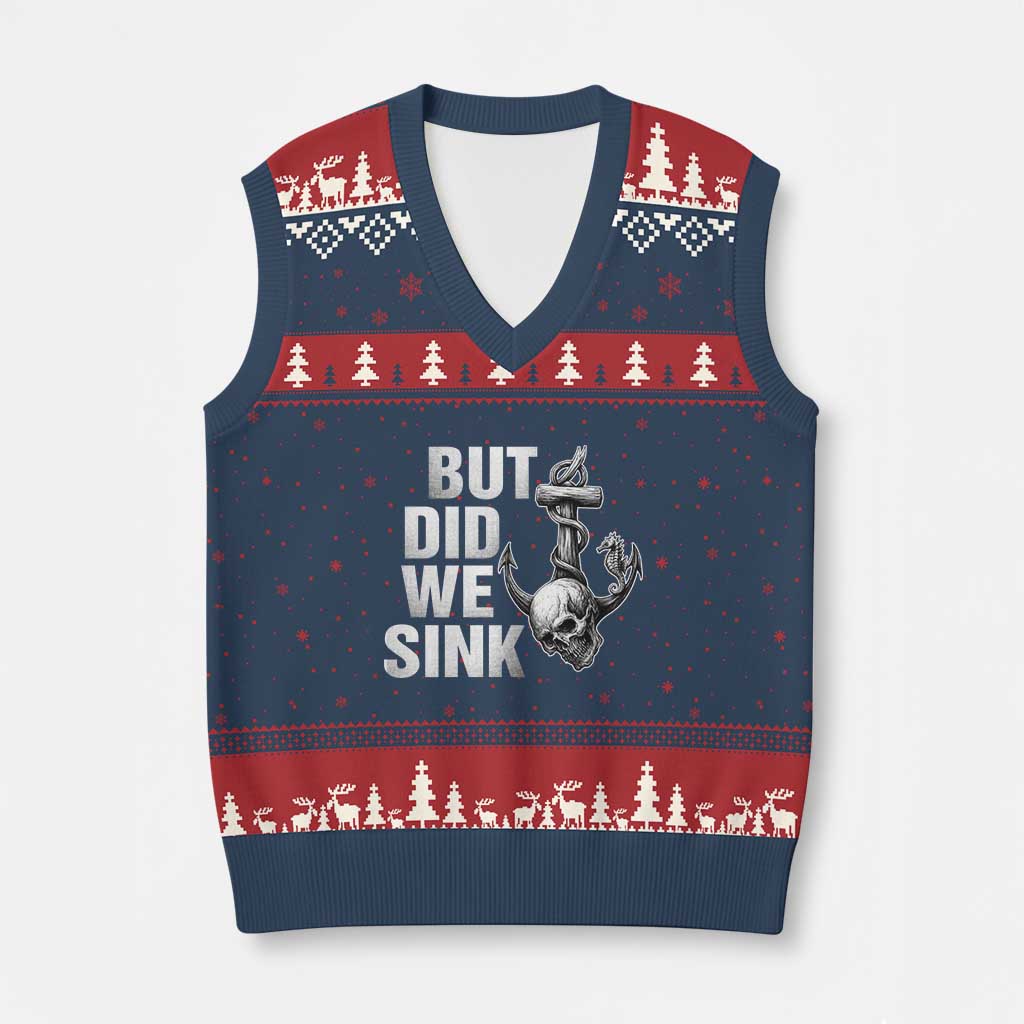 Funny Boating V-Neck Knit Sweater Vest But Did We Sink - Wonder Print Shop