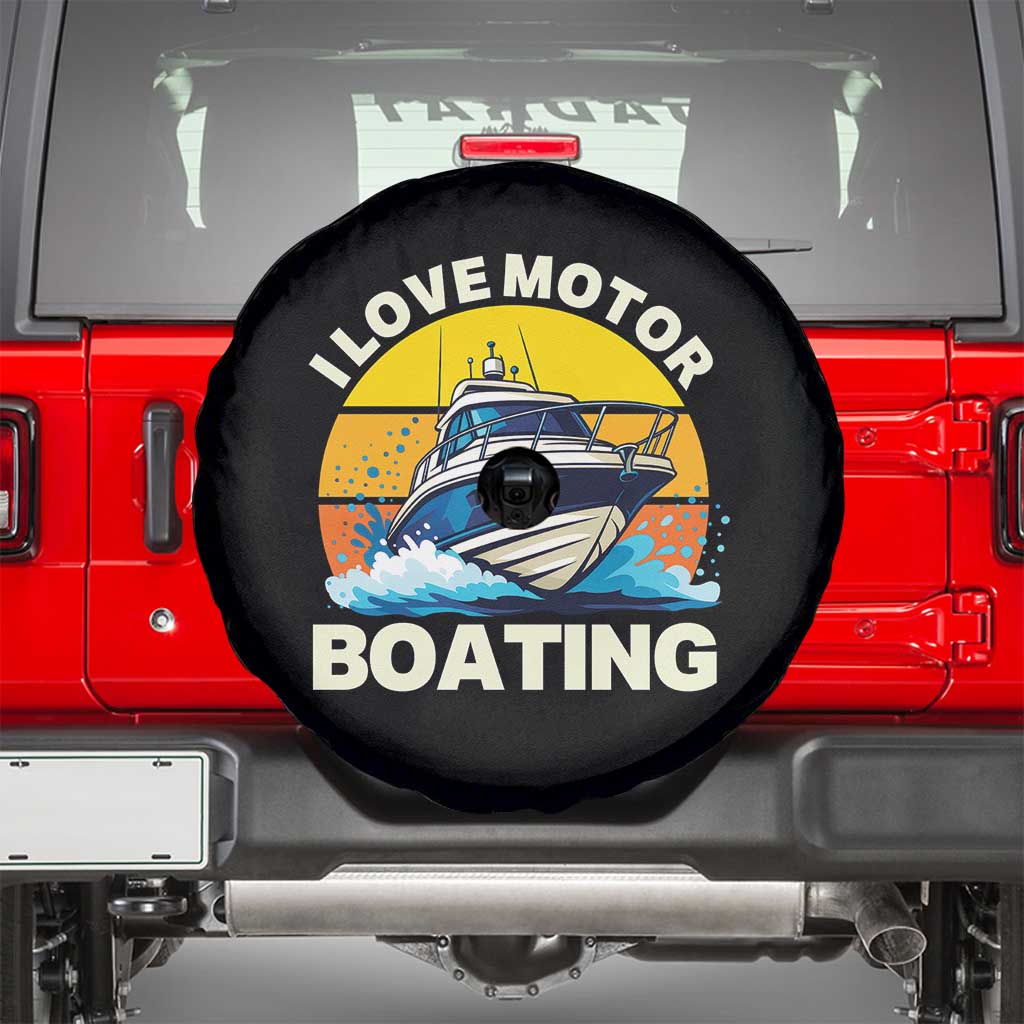 Funny Boater Spare Tire Cover I Love Motorboating - Wonder Print Shop