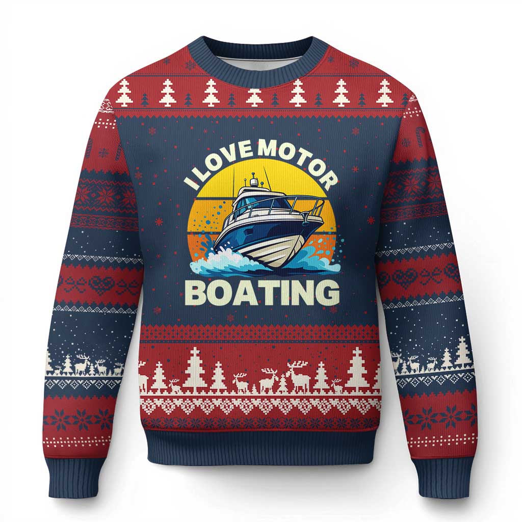 Funny Boater Ugly Christmas Sweater I Love Motorboating - Wonder Print Shop
