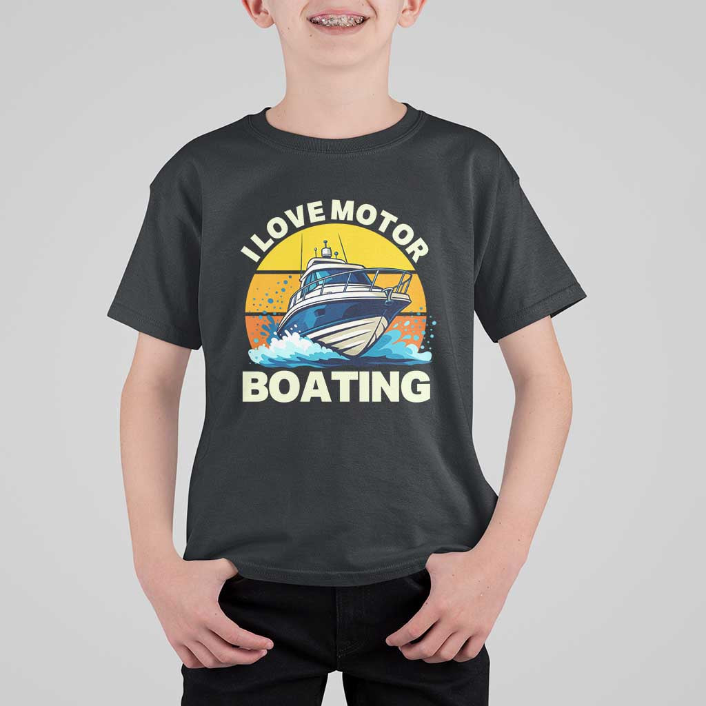 Funny Boater T Shirt For Kid I Love Motorboating - Wonder Print Shop