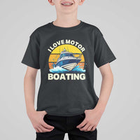 Funny Boater T Shirt For Kid I Love Motorboating - Wonder Print Shop