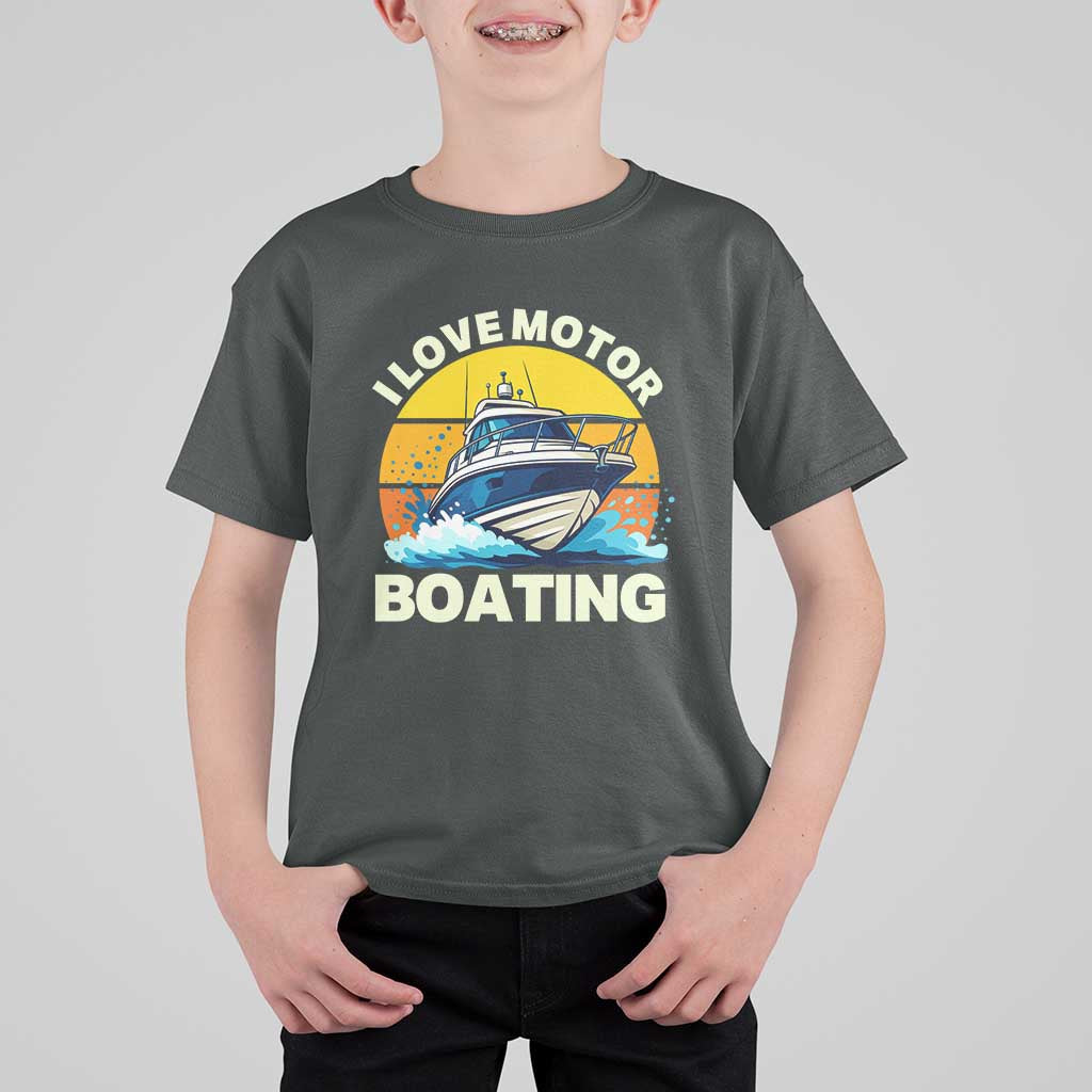 Funny Boater T Shirt For Kid I Love Motorboating - Wonder Print Shop