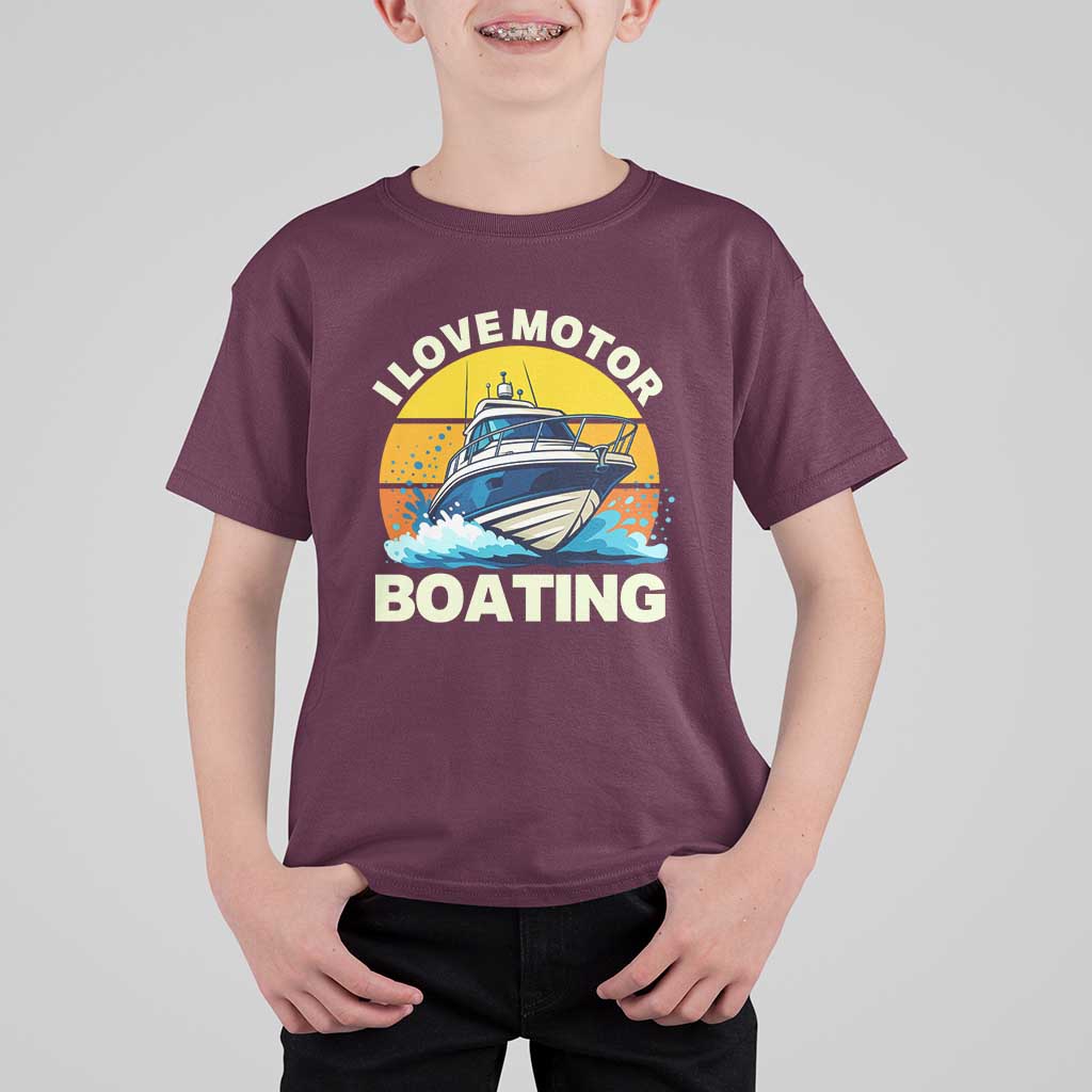 Funny Boater T Shirt For Kid I Love Motorboating - Wonder Print Shop