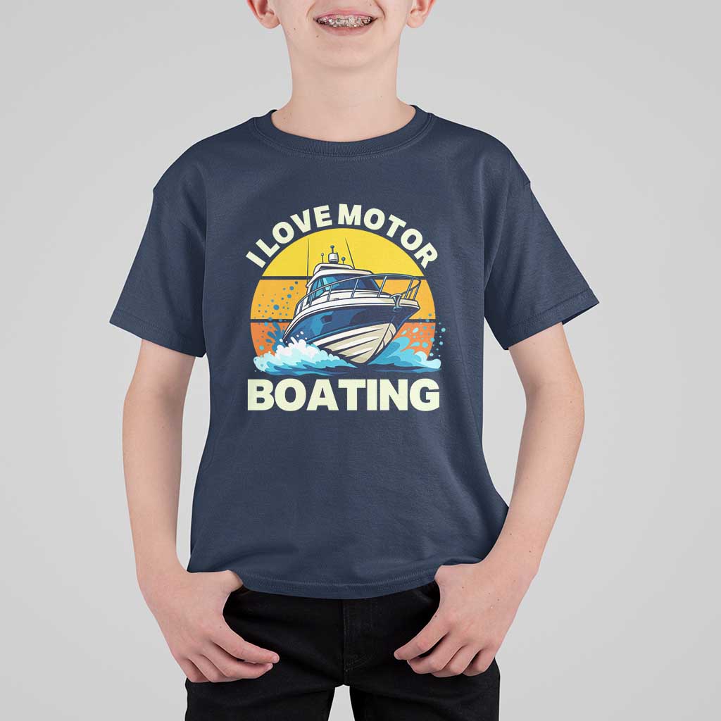 Funny Boater T Shirt For Kid I Love Motorboating - Wonder Print Shop