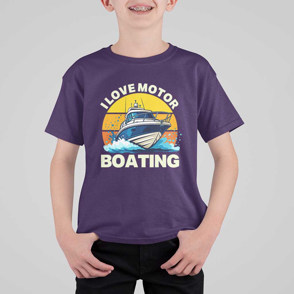 Funny Boater T Shirt For Kid I Love Motorboating - Wonder Print Shop