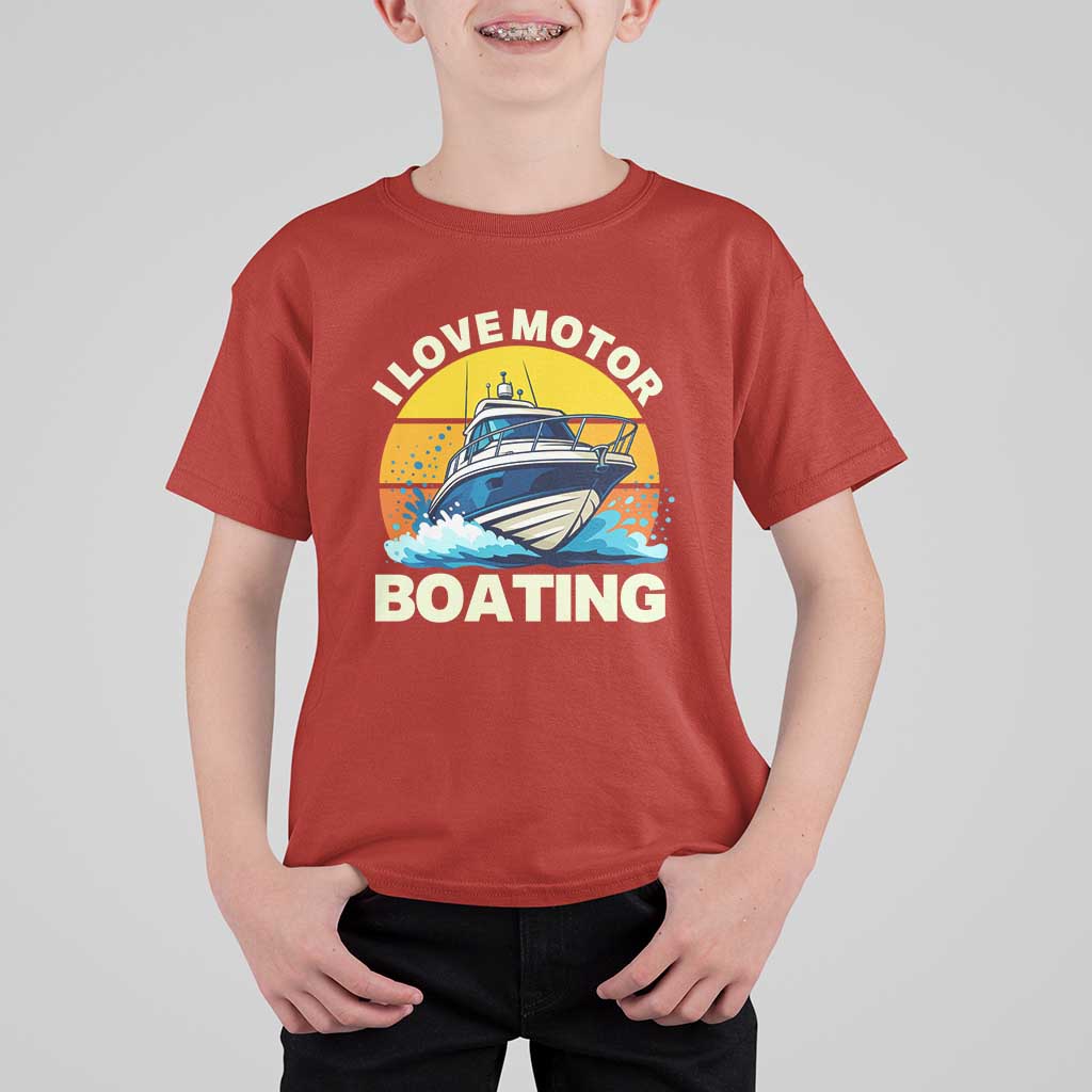 Funny Boater T Shirt For Kid I Love Motorboating - Wonder Print Shop